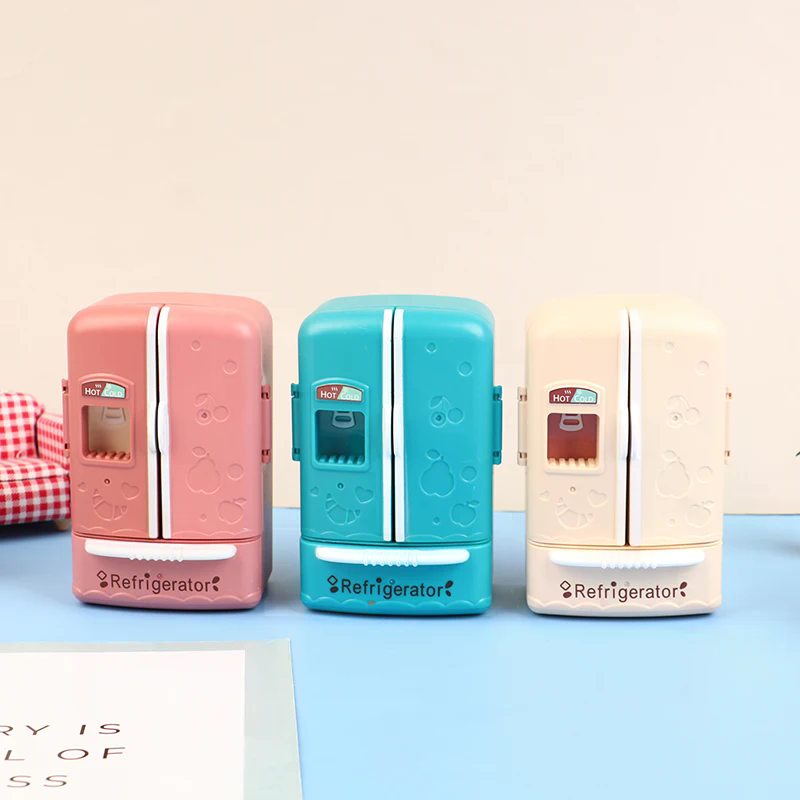 Kitchen Appliances List - ตู้เย็นขนาดเล็ก 1:12 สำหรับบ้านตุ๊กตา ตู้แช่แข็งแบบสองประตู เครื่องใช้ไฟฟ้าในบ้าน ของตกแต่งห้องครัว